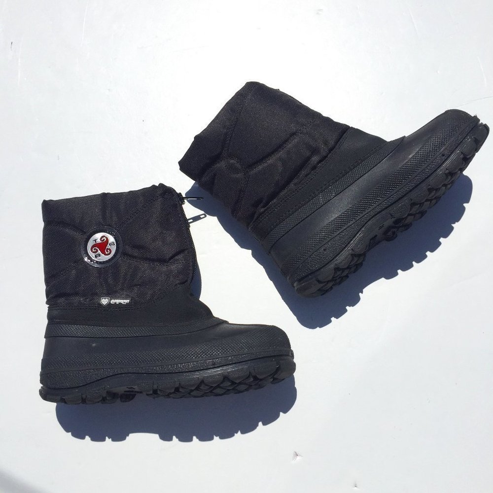 Emmevi Lord black snow boots, size 13/1 kids front zipper insulated, waterproof